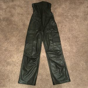 Zara Faux Leather Long Jumpsuit